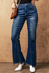 Jean évasé taille haute avec poches